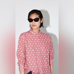 Zara Polka Dot Button Down Top